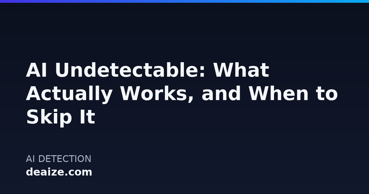 AI Undetectable: What Actually Works, and When to Skip It