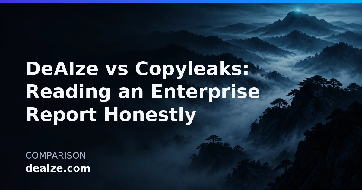 DeAIze vs Copyleaks: Reading an Enterprise Report Honestly