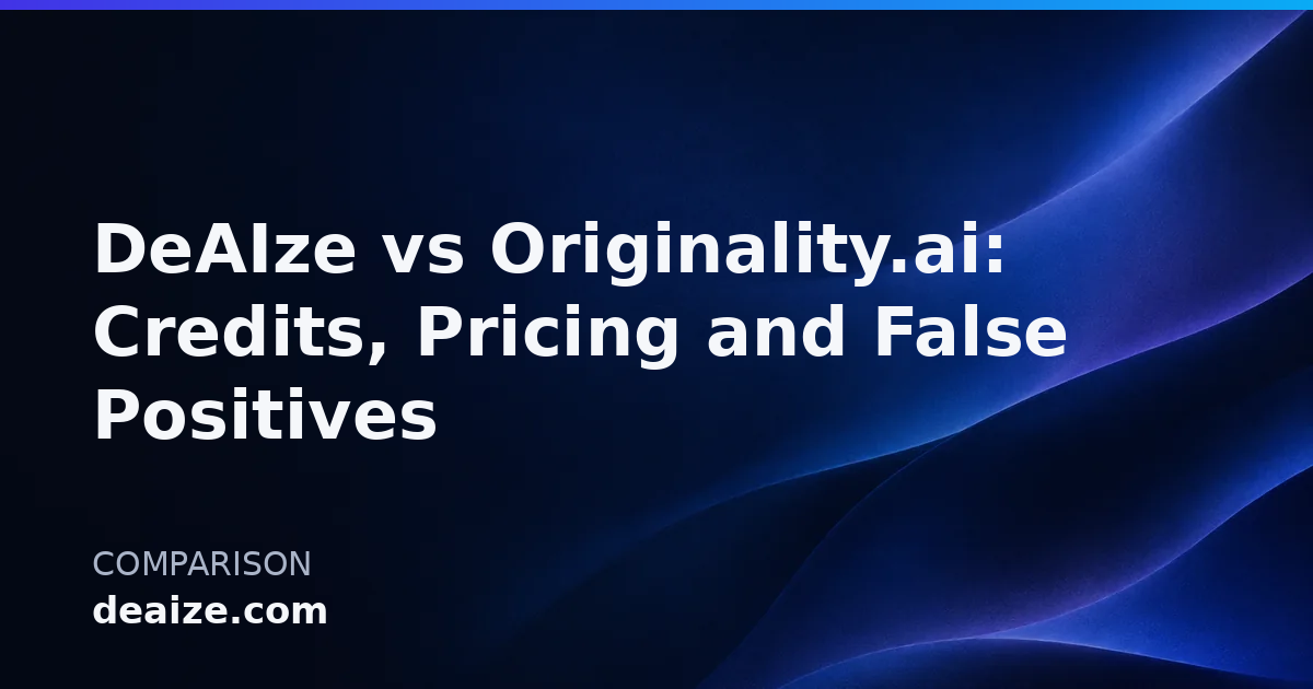 DeAIze vs Originality.ai: Credits, Pricing and False Positives
