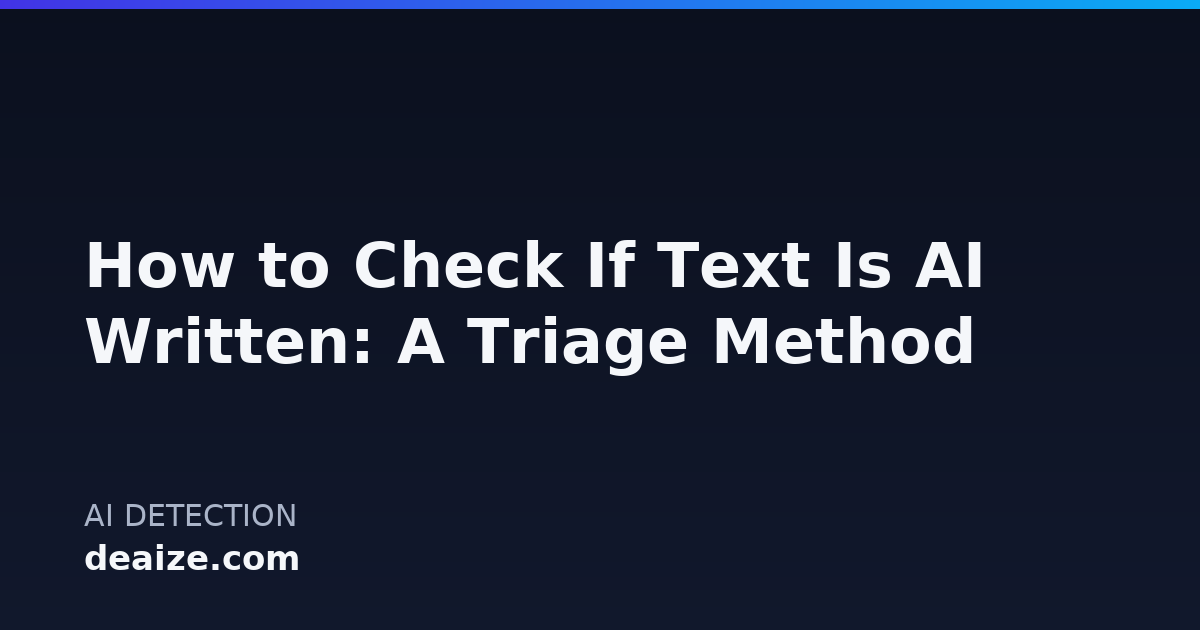 How to Check If Text Is AI Written: A Triage Method